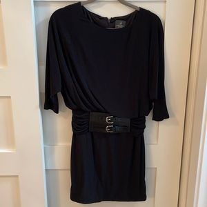 Adrianna Papell black mini dress with belt